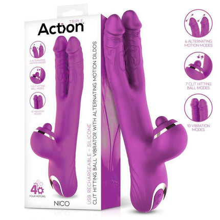 Clitoral Stimulator with Clit Hitting Ball and Alternating Dildos Nico