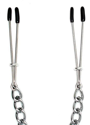 Adjustable metal nipple clamps with chain for secure, intensified sensation and comfortable grip