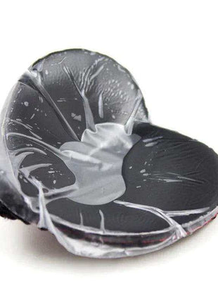 Nipple Covers with Lace Black/Red featuring rounded black petals with a clear, glossy coating and subtle red edging