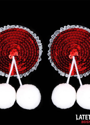 Nipple Pasties with Red Sequin Pom-Pom