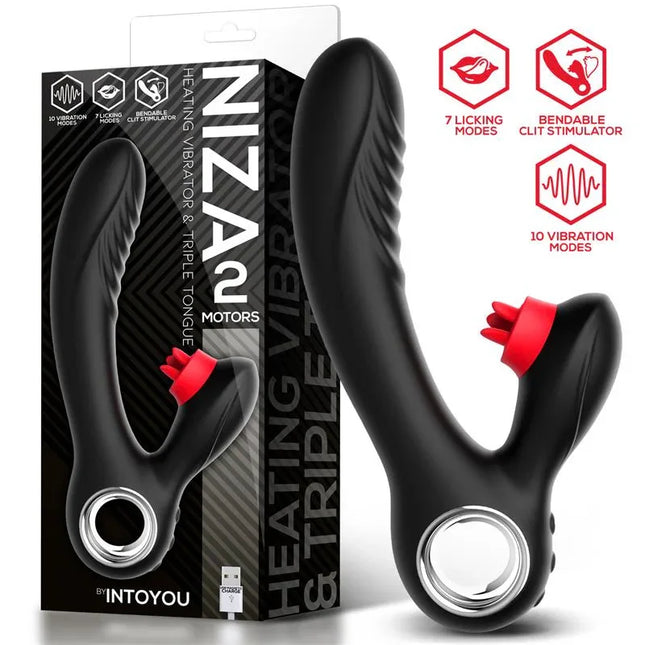 Heating Vibrator G-spot With Triple Tongues