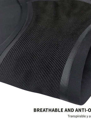 Ocean Menstrual Panty Heavy in black with a textured breathable mesh absorbent panel and smooth elastic edging