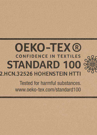 Ocean Menstrual Panty Heavy product label showing black OEKO-TEX Standard 100 certification text and textile safety details
