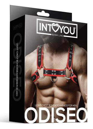 Odiseo chest bondage harness for men in vegan leather adjustable straps
