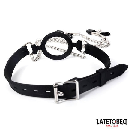 Open Mouth Gag with Nipple Clamps