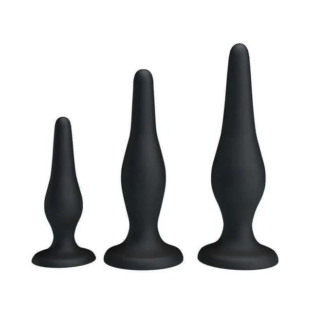 Pack 3 Butt Plug Mini Anal Kit with three silicone plugs in varying sizes for progressive anal exploration