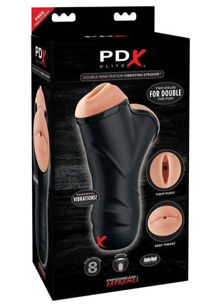 PDX Elite Double Penetration Vibrating Stroker