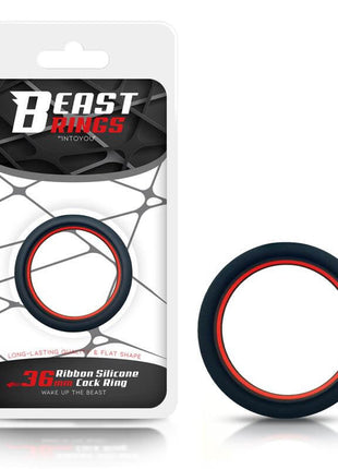 Penis Ring 100% Solid Silicone 3.6 cm Red and Black