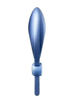 Penis Ring Sniper Blue in smooth blue silicone, featuring an elongated tapered loop and a small hinged connector.