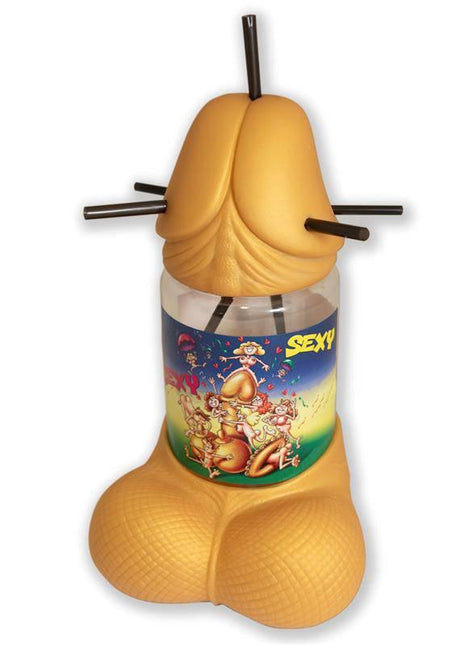 Penis-Shaped 1-Liter Cup with 5 Straws Gold Edition