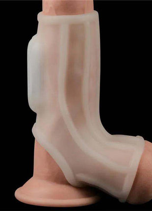 Penis and testicles sleeve with vibration ridges for enhanced pleasure