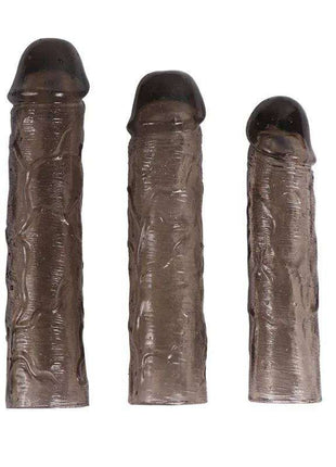 Pennis Sleeve Alex Black set of three translucent dark sleeves with textured flexible material and rounded tops in varied sizes