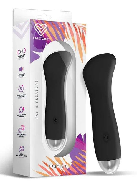 Phana Stimulator 10 Speeds Black sleek ergonomic vibrator with ten speed settings and USB rechargeable design