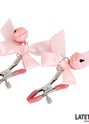 Pink Bow Nipple Clamps with Bell