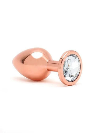 Rose gold Pisa Butt Plug with jewel, tapered design and flared safety base for comfortable and secure anal play