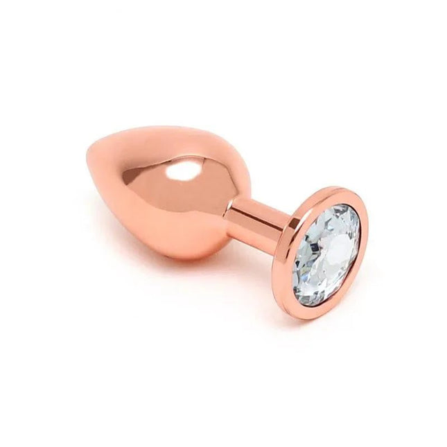 Rose gold Pisa Butt Plug with jewel and ergonomic tapered shape for comfortable anal play