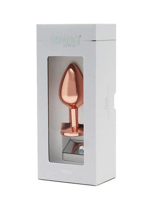 Rose gold Pisa Butt Plug with jeweled base, tapered ergonomic design for comfort and secure wear