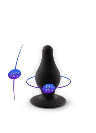 Plug Anal Model 2 S black silicone plug with a smooth tapered body, flared base, and compact ergonomic shape