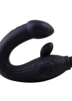 Black 29 cm silicone prostatic massager with ergonomic design