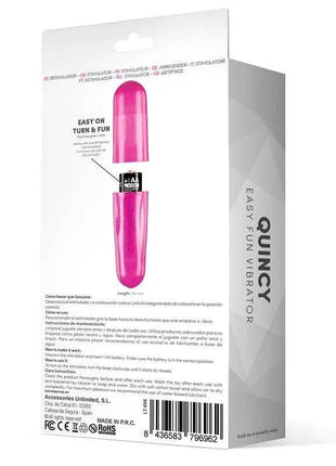 Purple Quincy Easy Fun Vibrating Bullet, compact and body-safe with multiple vibration modes for targeted pleasure
