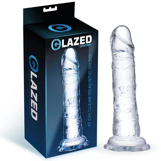 Realistic dildo 19 cm crystal material with lifelike texture and curved design