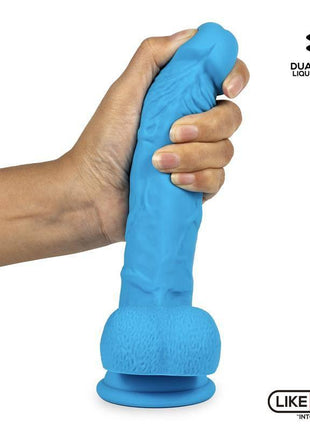 Realistic Dildo Liquid Silicone Dual Layer 8 Blue
