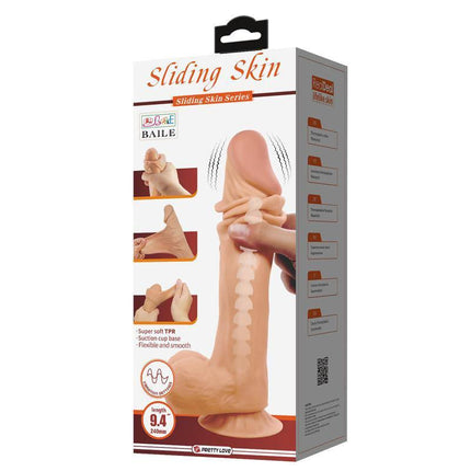 Remote Vibrating Dildo 24 cm with Sliding Skin