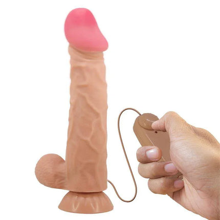 Remote Vibrating Dildo 24 cm with Sliding Skin