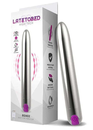 Silver Vibe 10 Vibrating Functions 18.5cm USB rechargeable adult toy with 10 vibration settings