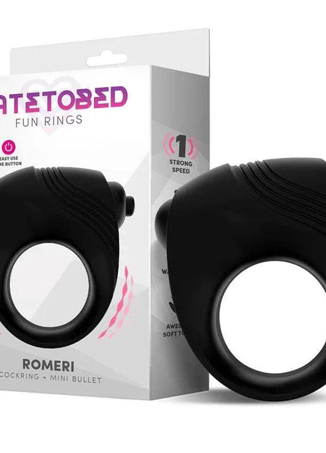 Romeri Ring + Vibrating Bullet Silicone Black - Secretsextoys.store