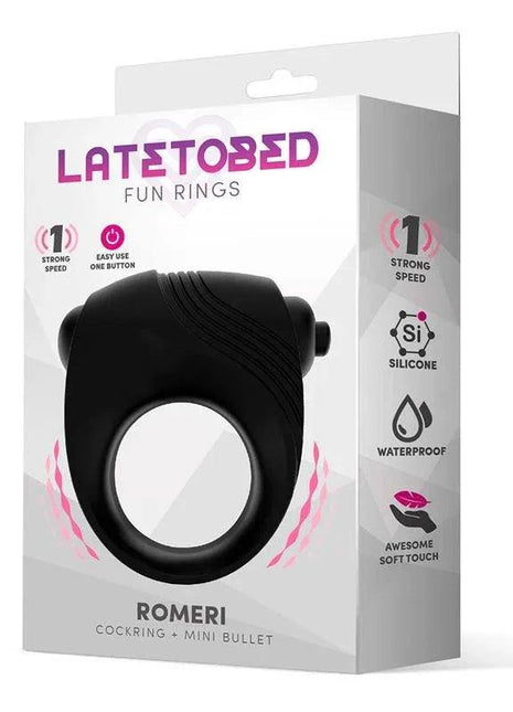 Romeri Ring + Vibrating Bullet Silicone Black - Secretsextoys.store