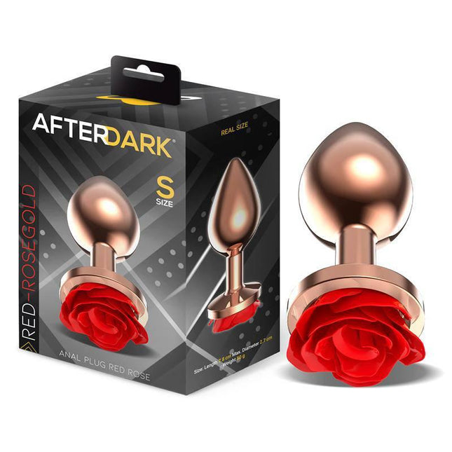 Rose Gold Anal Plug Size S with Red Rose Base