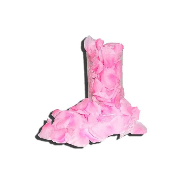 120 pink rose petals scattered for wedding decoration