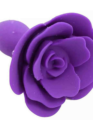 Purple rose silicone butt plug with tapered tip and smooth body-safe silicone surface