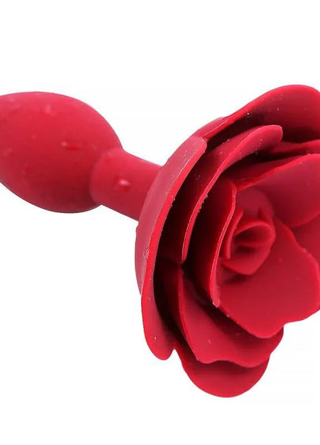 Rose Silicone Butt Plug Red