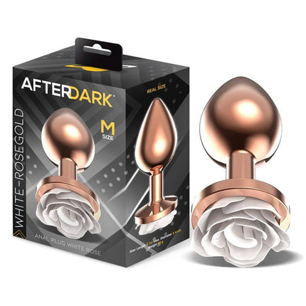 Rosegold Metal Anal Plug - Size M with White Rose Base