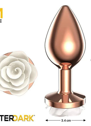Rosegold Metal Anal Plug - Size M with White Rose Base