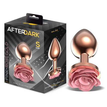 Rosegold Metal Anal Plug with Pink Rose Base