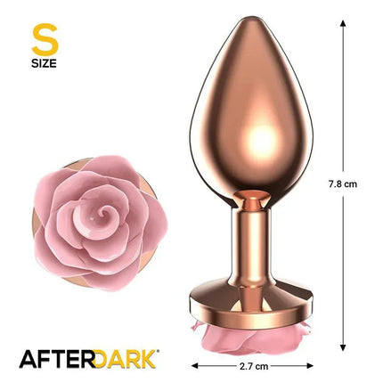 Rosegold Metal Anal Plug with Pink Rose Base