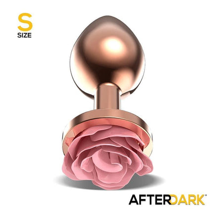 Rosegold Metal Anal Plug with Pink Rose Base