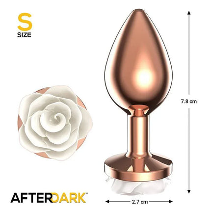 Rosegold Metal Anal Plug with White Rose Base