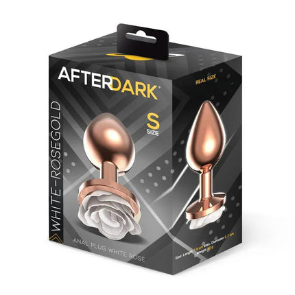 Rosegold Metal Anal Plug with White Rose Base