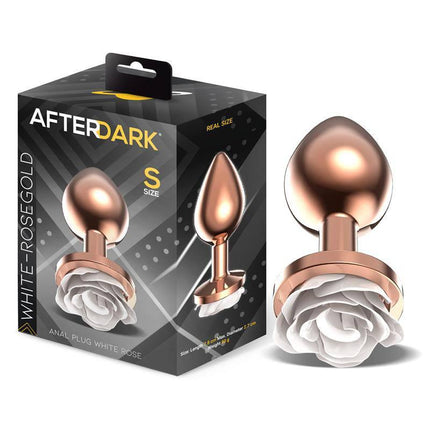 Rosegold Metal Anal Plug with White Rose Base