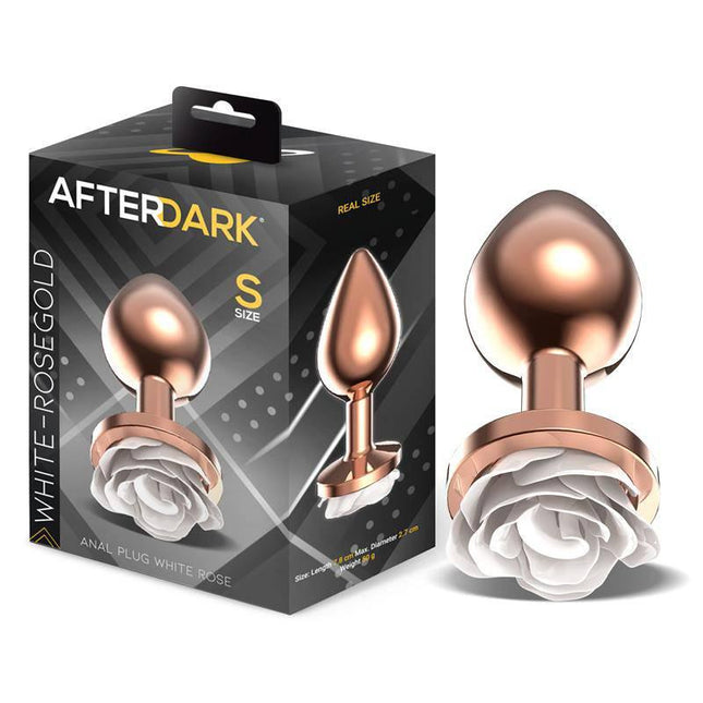 Rosegold Metal Anal Plug with White Rose Base