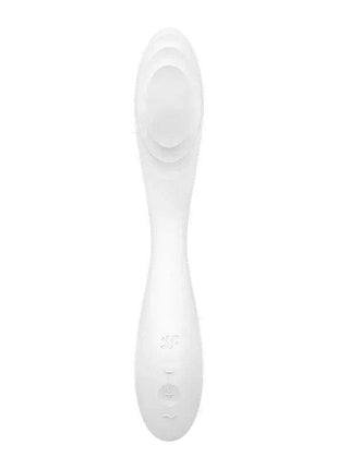 Rrrolling Pleasure White handheld device in glossy white with a smooth tapered handle and oval raised head