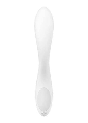 Rrrolling Pleasure White handheld personal massager in smooth white material with an ergonomic tapered handle and oval control panel