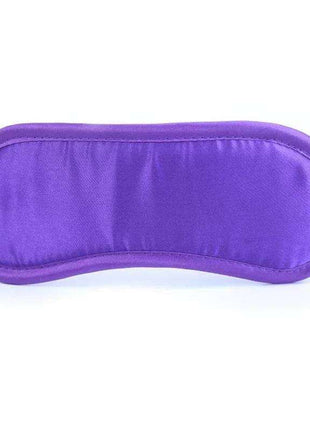 Satin Blindfold Purple in smooth purple fabric with a curved padded shape and stitched edging