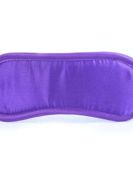 Satin Blindfold Purple in smooth purple fabric with a curved padded shape and stitched edging