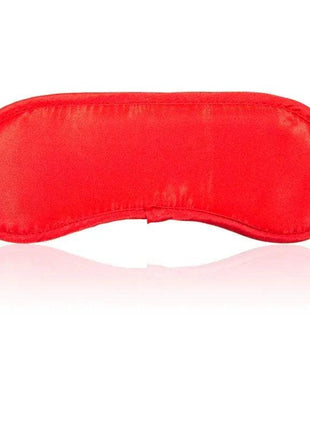 Luxurious red satin blindfold with soft, velvety texture for intimate sensory play