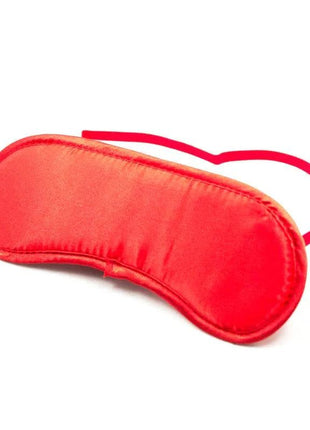 Red satin blindfold with soft, luxurious texture for intimate sensory play
